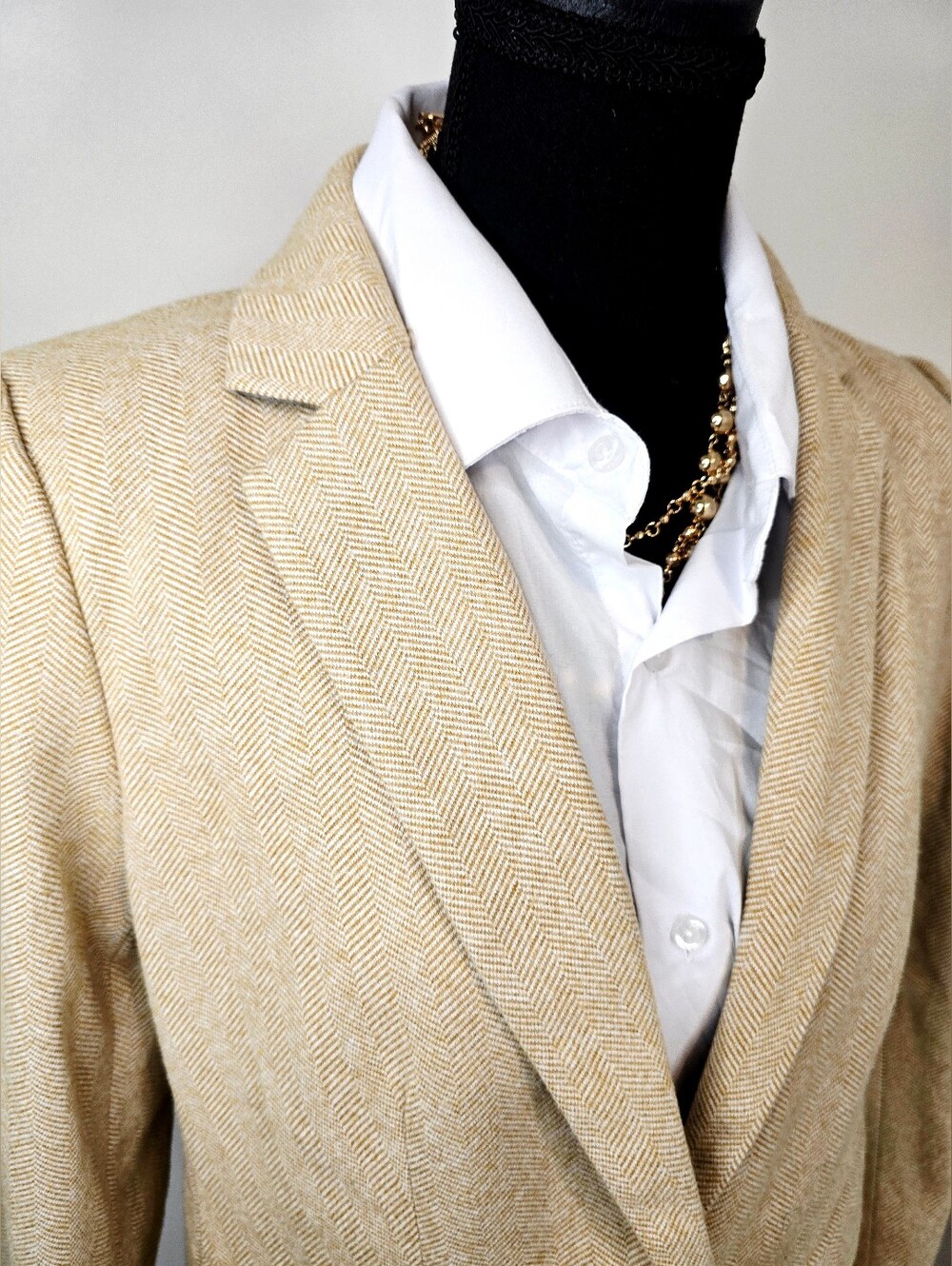LOFT Petite Herringbone Blazer Suede Elbow Patch Academia Preppy Teacher Jacket - Picture 4 of 13